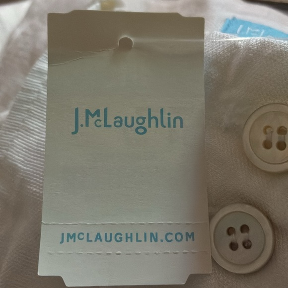 J. McGlaughlin White Linen Button-Front Shorts Tie and Side Pockets Sz 14  nwt - Picture 7 of 7
